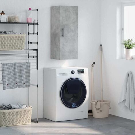 Armoire murale, Placard de Rangement Toilettes, Meuble Haut de Salle de Bain gris béton 34,5x34x90 cm LKOWF49374