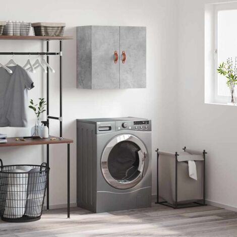 Armoire murale, Placard de Rangement Toilettes, Meuble Haut de Salle de Bain gris béton 60x31x60 cm bois d'ingénierie LKOWF49382