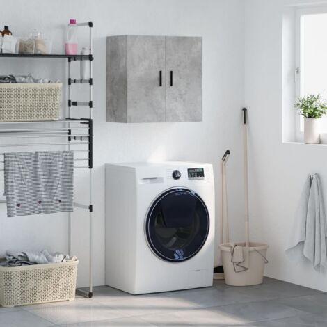 Armoire murale, Placard de Rangement Toilettes, Meuble Haut de Salle de Bain gris béton 60x31x60 cm bois d'ingénierie LKOWF74207