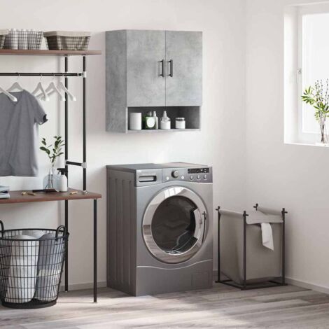 Armoire murale, Placard de Rangement Toilettes, Meuble Haut de Salle de Bain gris béton 60x31x70 cm bois d'ingénierie LKOWF48754