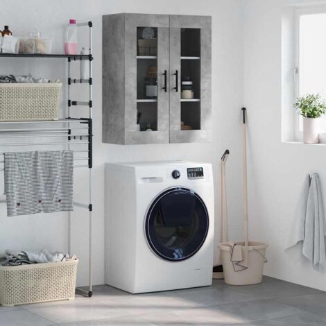 Armoire murale, Placard de Rangement Toilettes, Meuble Haut de Salle de Bain gris béton 69,5x34x90 cm LKOWF24947