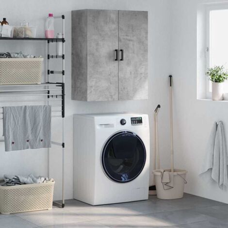 Armoire murale, Placard de Rangement Toilettes, Meuble Haut de Salle de Bain gris béton 69,5x34x90 cm LKOWF38017