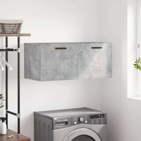 Armoire murale, Placard de Rangement Toilettes, Meuble Haut de Salle de Bain gris béton 80x36,5x35 cm bois d'ingénierie LKOWF81011