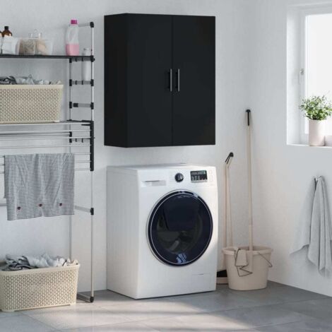 Armoire murale, Placard de Rangement Toilettes, Meuble Haut de Salle de Bain noir 69,5x34x90 cm LKOWF94161