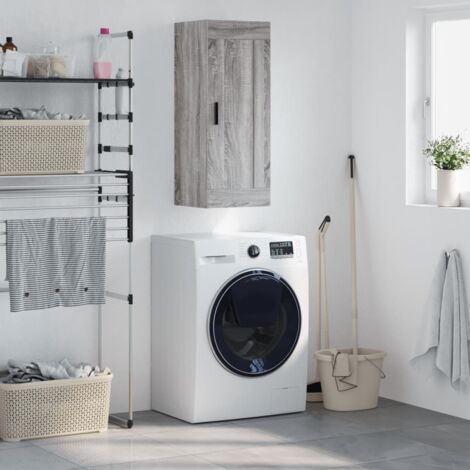 Armoire murale, Placard de Rangement Toilettes, Meuble Haut de Salle de Bain sogris 34,5x34x90 cm bois d'ingénierie LKOWF31784