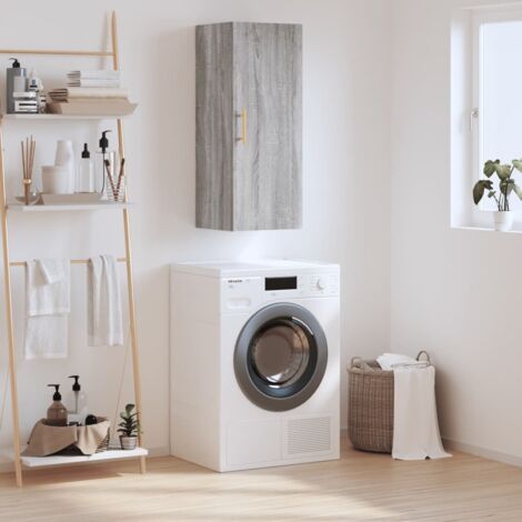 Armoire murale, Placard de Rangement Toilettes, Meuble Haut de Salle de Bain sogris 34,5x34x90 cm LKOWF73275