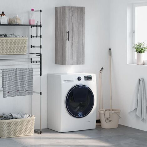 Armoire murale, Placard de Rangement Toilettes, Meuble Haut de Salle de Bain sogris 34,5x34x90 cm LKOWF93488