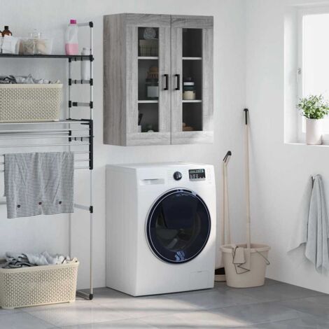Armoire murale, Placard de Rangement Toilettes, Meuble Haut de Salle de Bain sogris 69,5x34x90 cm LKOWF58233