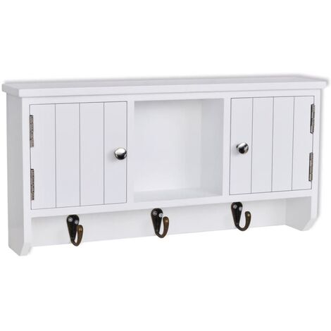 Armoire murale pour clés et bijoux avec portes et crochets vidaXL - Blanc