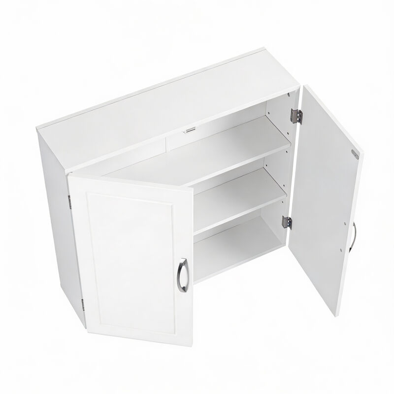 Armoire Murale pour Salle de bain, Placard de Rangement Mural, 18 x 60 x 60 cm, Armoire à Pharmacie avec Étagères Réglables, Blanc Nuage