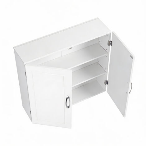Armoire Murale pour Salle de bain, Placard de Rangement Mural, 18 x 60 x 60 cm, Armoire à Pharmacie avec Étagères Réglables, Blanc Nuage