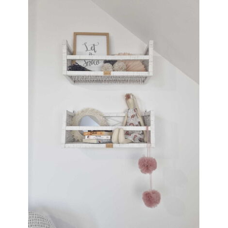 Armoire murale rectangulaire en osier, blanche (1 pièce)