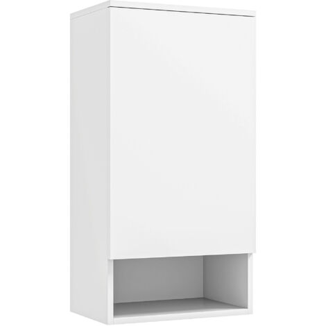 Armoire murale salle de bain portes étagères ajustables blanc 40x27x77cm