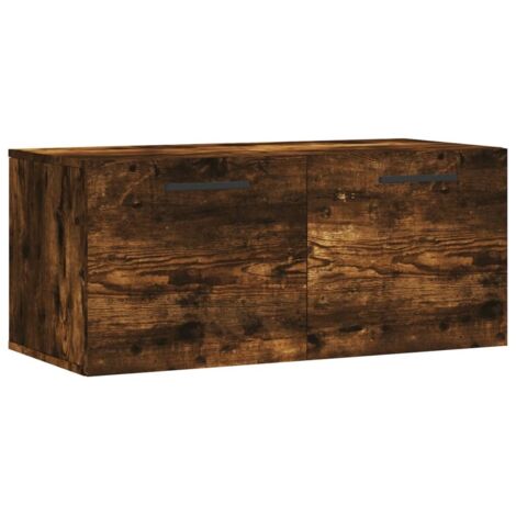 Armoire murale Salon,Meuble bas de Rangement,Meuble TV chêne fumé 80x36,5x35 cm bois d'ingénierie -73587