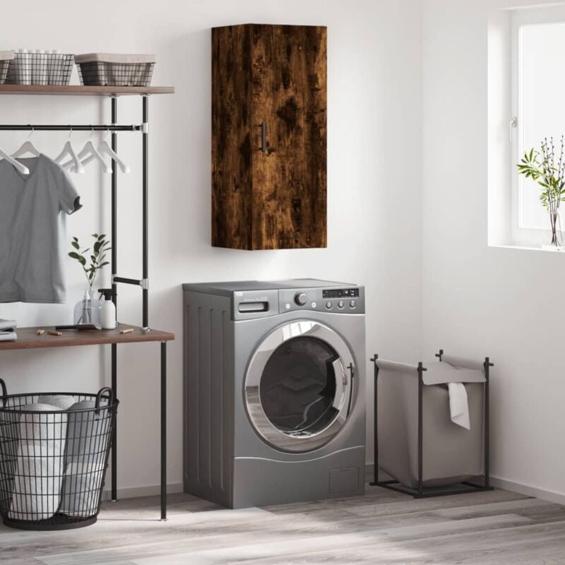 Vidaxl - Armoire murale chêne fumé 34,5x34x90 cm