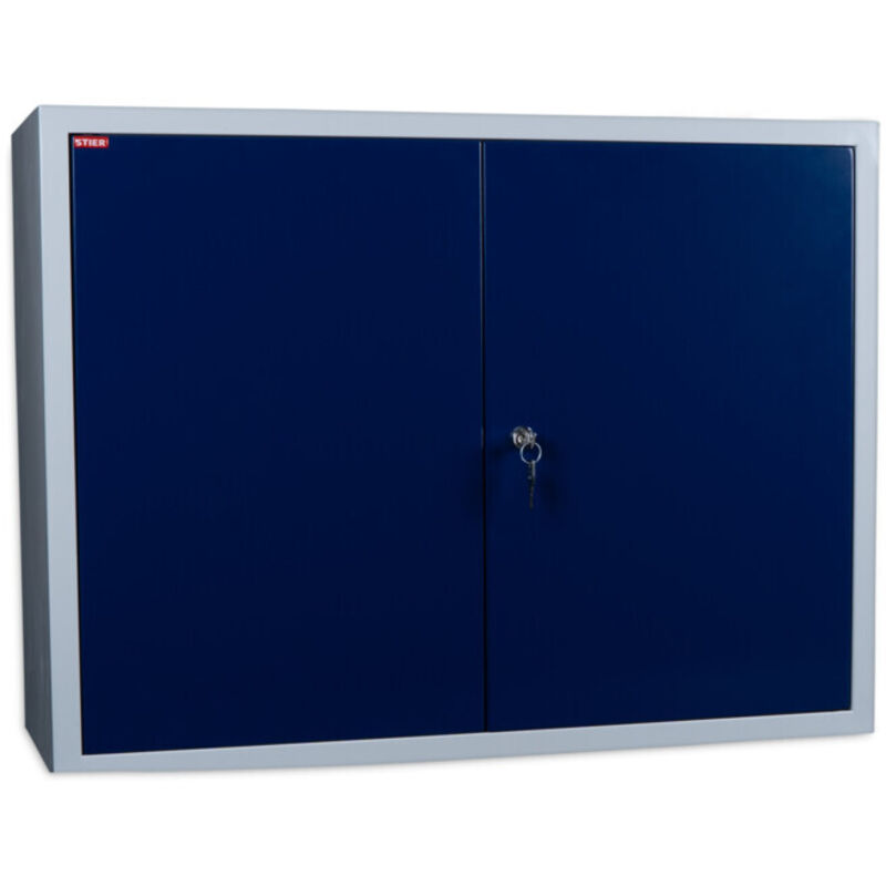 Armoire murale STIER, rangement sûr et peu encombrant, bleu