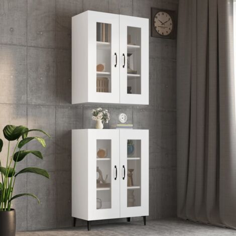 Armoire murale suspendue Blanc 69,5x34x90 cm - The Living Store