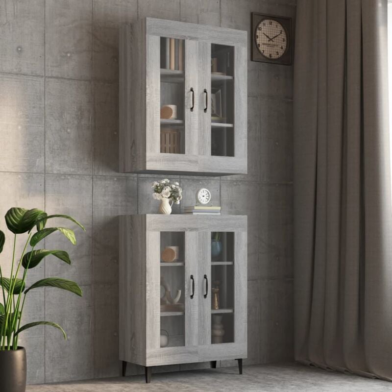 Armoire murale suspendue Sonoma gris 69,5x34x90 cm vidaXL