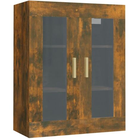 Armoire murale suspendue Design moderne, Armoire Etagère de rangement, Chêne fumé 69,5x34x90 cm OIB9830E