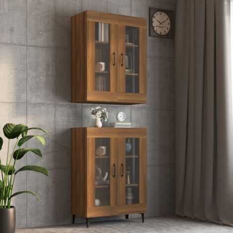 Armoire murale suspendue, Meuble Haut, Armoire Etagère de rangement Chêne marron 69,5x34x90 cm MJU49305
