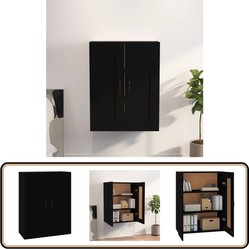 Vidaxl - Armoire murale suspendue Noir 69,5x32,5x90 cm - Armoire Murale - Meuble De Rangement - Buffet Suspendu - Armoire Noire - Armoire Design