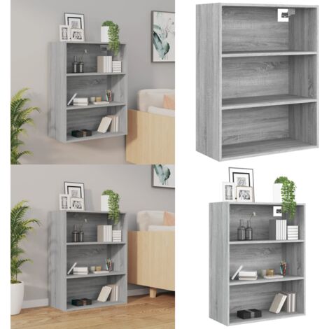 Armoire murale suspendue Sonoma gris 69,5x32,5x90 cm - Armoire Murale - Buffet Suspendu - Meuble Rangement - Étagère Murale - Décoration Murale - Home & Living
