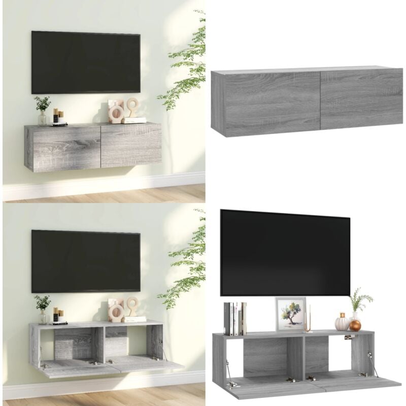 Vidaxl - Armoire murale tv Sonoma gris 100x30x30 cm Bois d'ingénierie - Meuble Tv Mural - Armoire Tv Murale - Unit Tv - Meuble Media - Rangement Tv