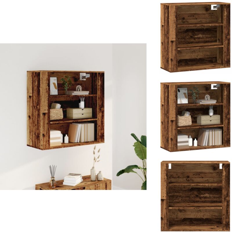 Armoire murale vieux bois 80x33x80 cm bois d'ingénierie - Armoire Murale - Armoires Murales - Armoire Suspendue - Vitrine Murale