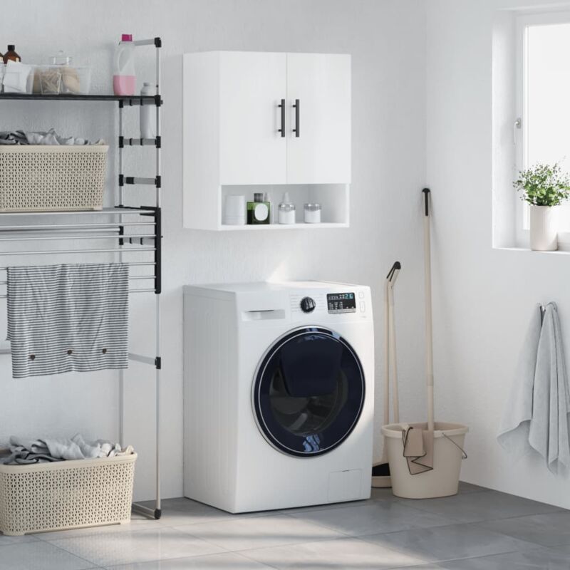 Armoire murale,Meuble de rangement,Armoire suspendue Blanc brillant 60x31x70 cm Bois d'ingénierie CFW98623