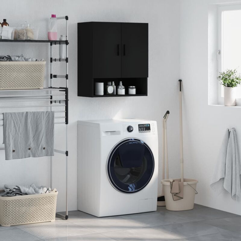 Design In - Armoire murale,Meuble de rangement,Armoire suspendue noir 60x31x70 cm bois d'ingénierie CFW38816