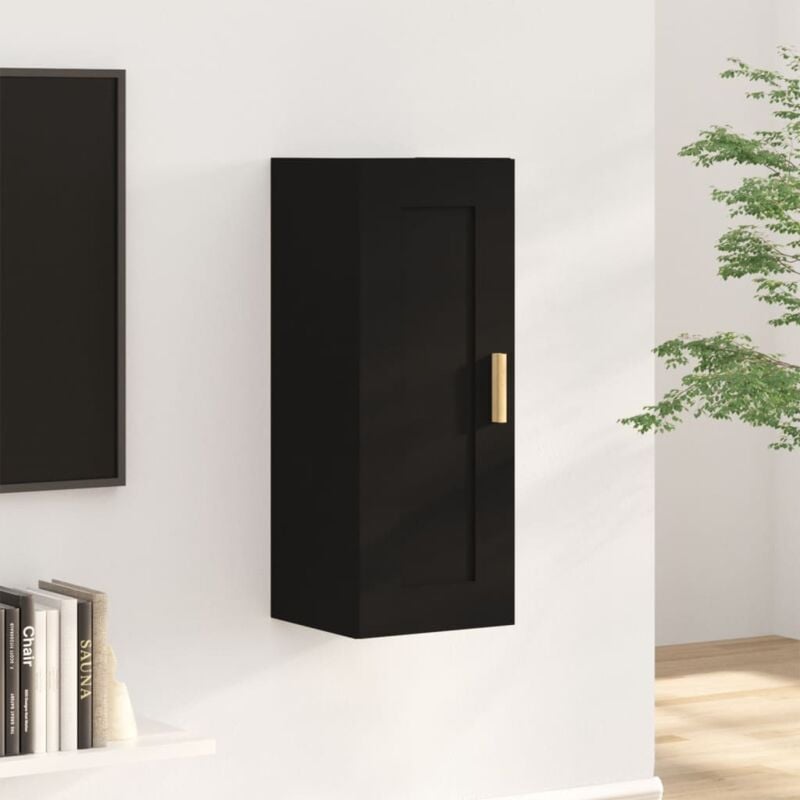 Bonnevie - Armoire murales - Armoire de rangement Style Contemporain Noir 35x34x90 cm Bois d'ingénierie BV400817