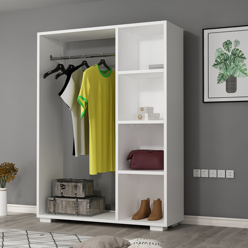 Armoire Nesbyen avec 4 compartiments de stockage 123 x 90 x 30 cm blanc [en.casa]