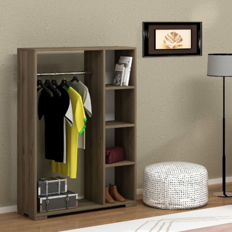 Armoire Nesbyen avec 4 compartiments de stockage 123 x 90 x 30 cm effet noyer [en.casa]