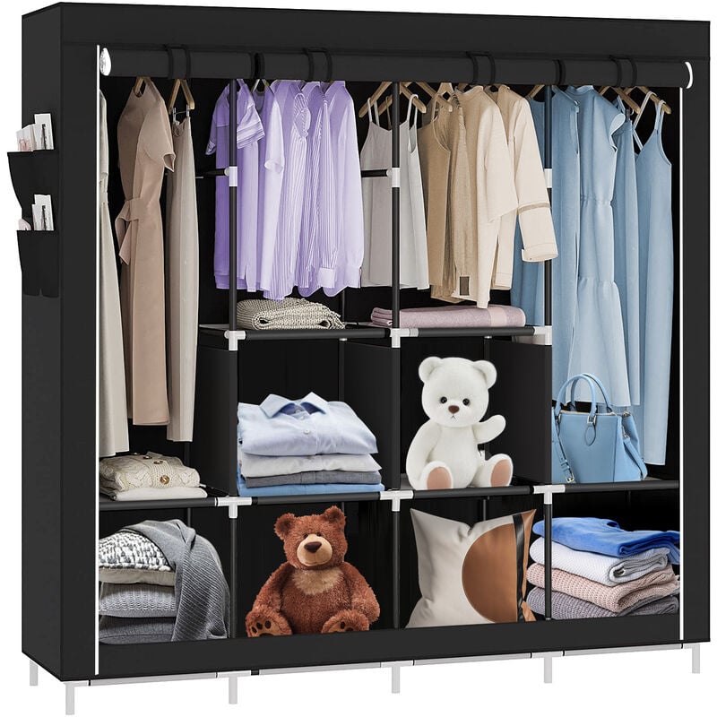 Armoire de Rangement Penderie en Tissu intissé avec Fermeture à Glissière en Tissu Intissé Armoire de Rangement Pliable Garde-Robe transportable