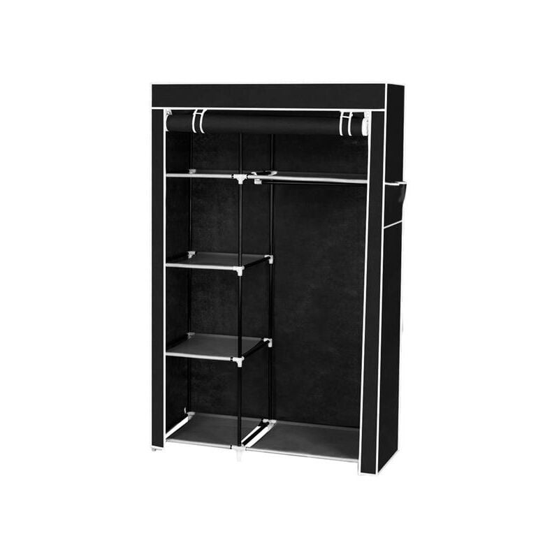 64" Organisateur de rangement de placard portable Armoire à vêtements avec étagères Noir