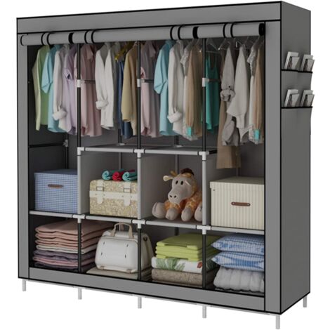 Armoire non tissée taille 167×45×170cm avec 6 compartiments gris foncé