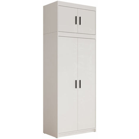 Armoire Novduni 103, Blanc, 246x90x53cm, Portes d'armoire: Avec des charnières, Nombre d'étagères: 6