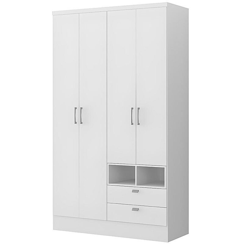 Vente-unique - Armoire odilon - 4 portes & 2 tiroirs - L.120 cm - Blanc