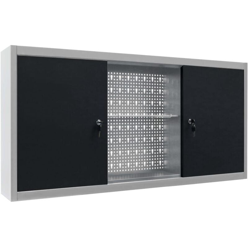 Helloshop26 - Armoire à outils murale armoire de rangement cabinet à outils organisateur d'outils stockage d'outils marteaux pinces métal 120 cm gris