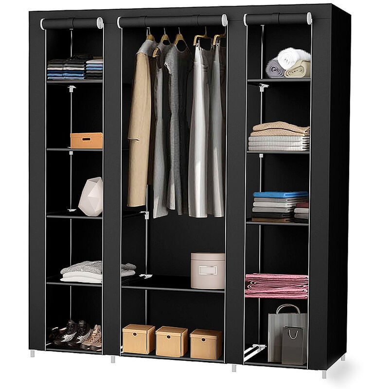 Superbe Armoire Penderie en Tissu Non Tissé 45 x 150 x 176 cm Noire