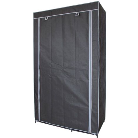 Armoire housse en tissu 100 x 50 x H. 170 cm – 8 étagères et barre de penderie – Housse en toile intissée 80 gr/m² – Urban Living