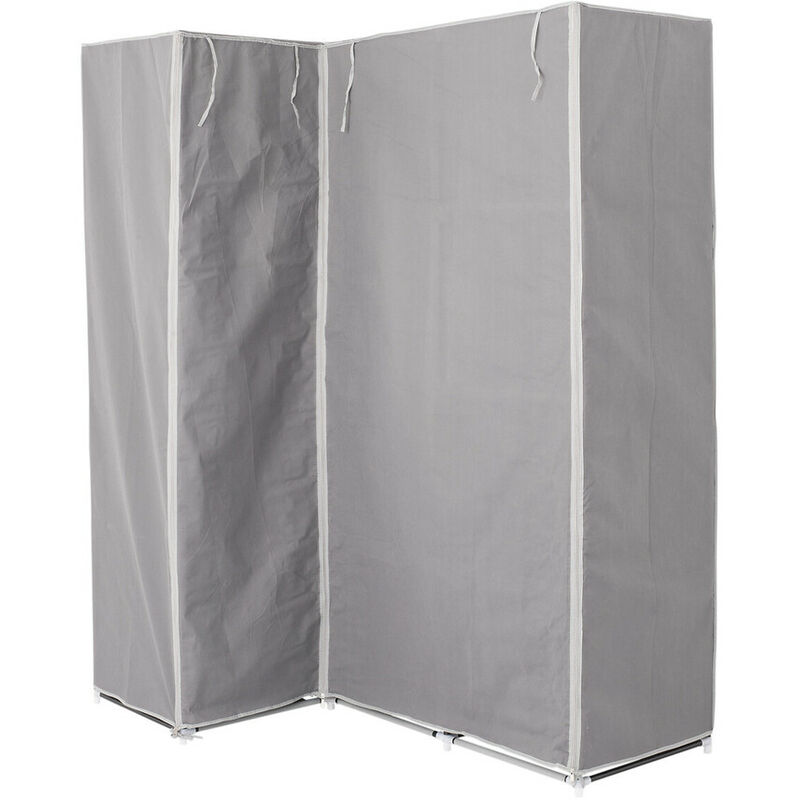 Armoire penderie d'angle en tissu coloris gris - Longueur 131 x Profondeur 87,5 x Hauteur 169 cm Pegane Armoire penderie d'angle en tissu coloris gris - Longueur 131 x Profondeur 87,5 x Hauteur 169 cm Pegane