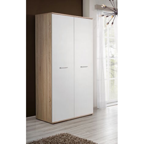 Armoire-penderie - DINO - 90 cm x 191 cm x 55 cm - Chêne et blanc - Livraison gratuite