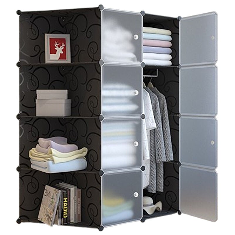 Armoire Penderie pour Enfant Étagère de Rangement en Plastique Meuble de Rangement Portable pour Vêtements Chaussures Jouets Accessoires,12 cubes,