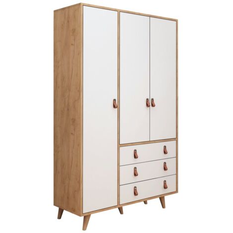 Armoire ouverte style industriel 2 tiroirs et 1 tringle Fodienda L104cm  Métal Noir et Bois Pin