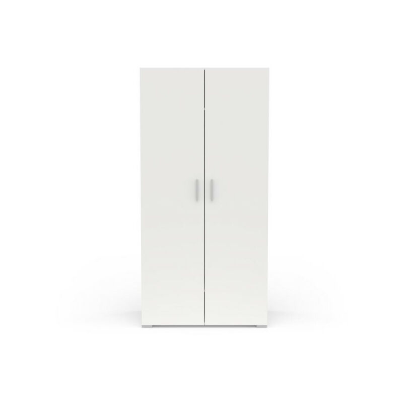 Armoire penderie + lingère 2 portes battantes Blanc - zily - l 90 x l 52 x h 187 cm