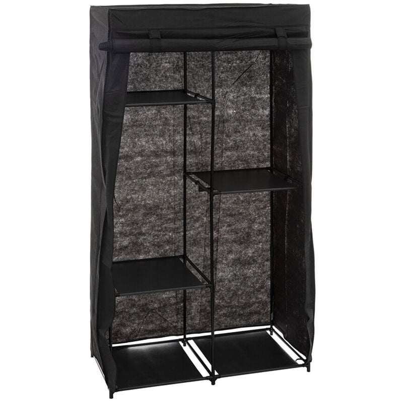 Armoire penderie modulable en tissu coloris noir - Longueur 88 x Profondeur 46 x Hauteur 169 cm Pegane