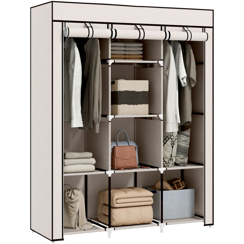 HOMCOM - Penderie - Acier - 125x43x162.5cm - crème