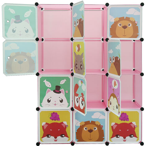 Armoire Penderie Plastique Enfants , 12 Cubes Armoire rose 11137147cm