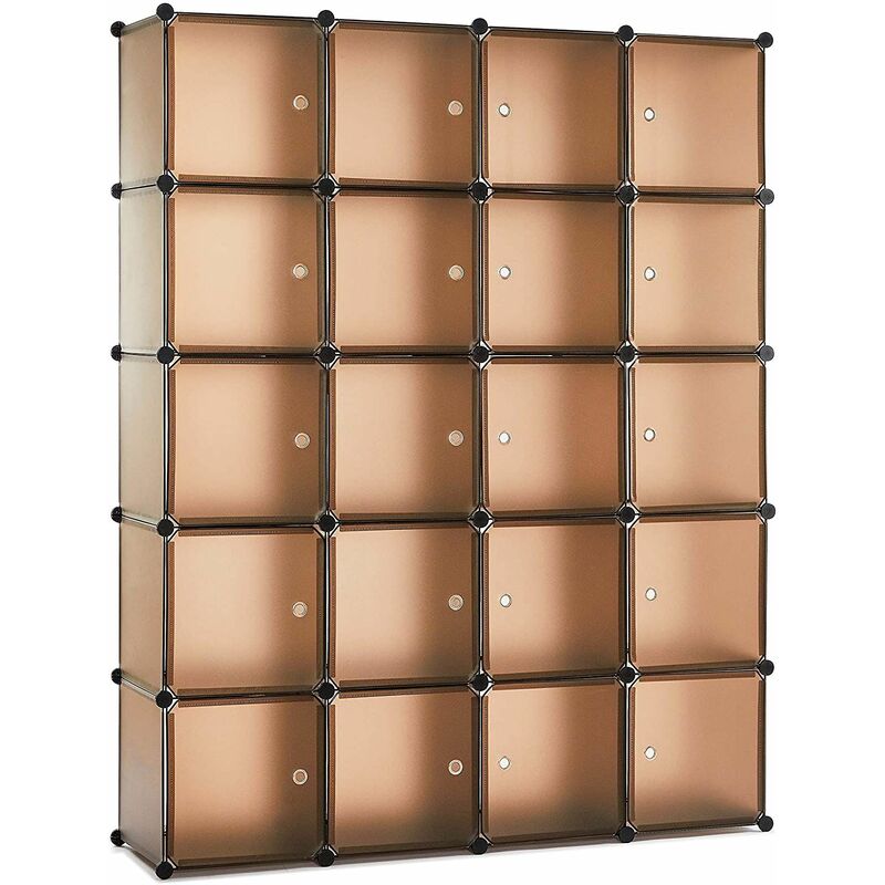 Armoire Penderie Portable Etagere De Rangement Cubes De Stockage Modulaire En Plastique En Metal Stable Assemblage Facile Pour Vetements Accessoires Jouets 20 Cubes Meerveil 0763944445626